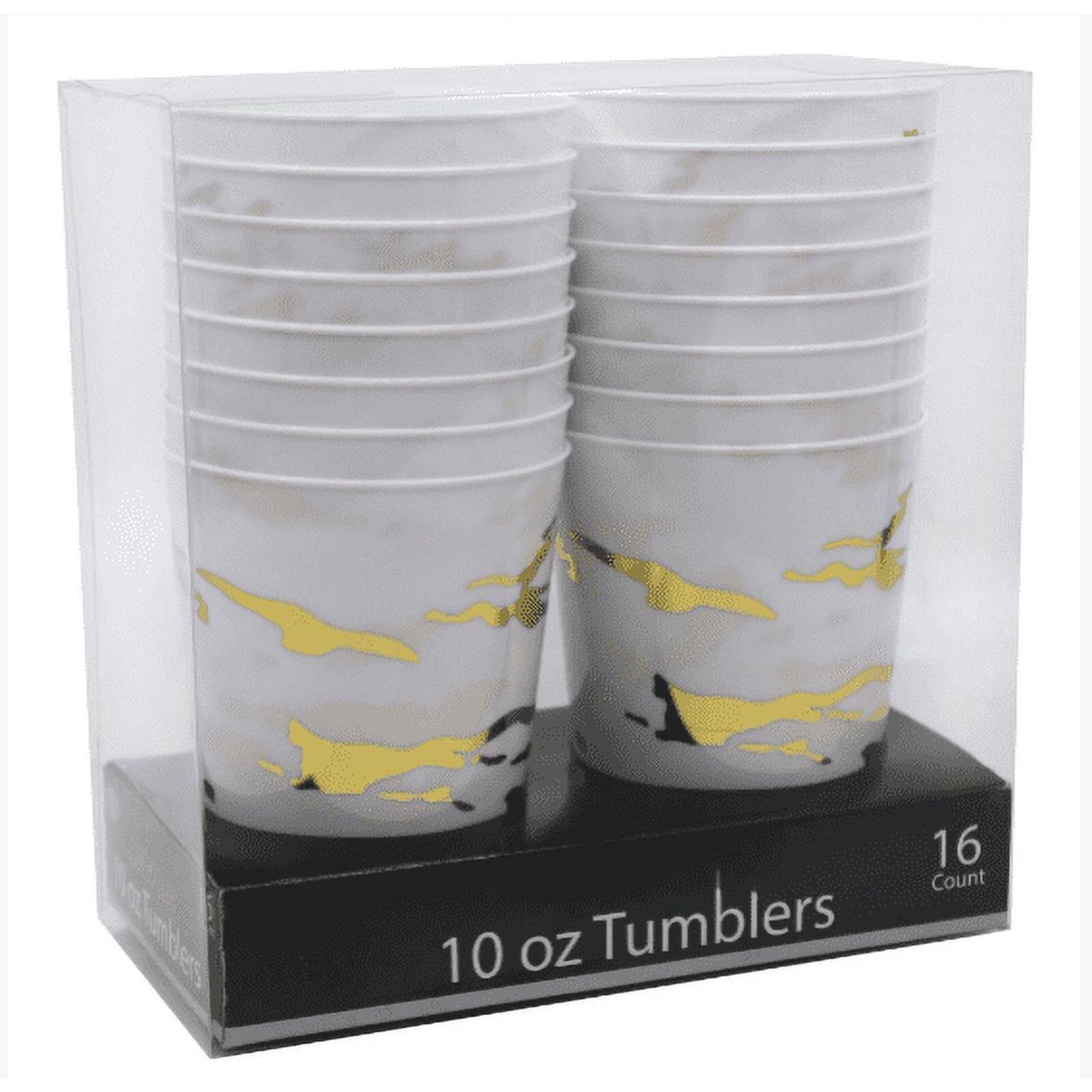 10oz Elegant Reusable Marble Premium Gold on White Tumbler 144pcs