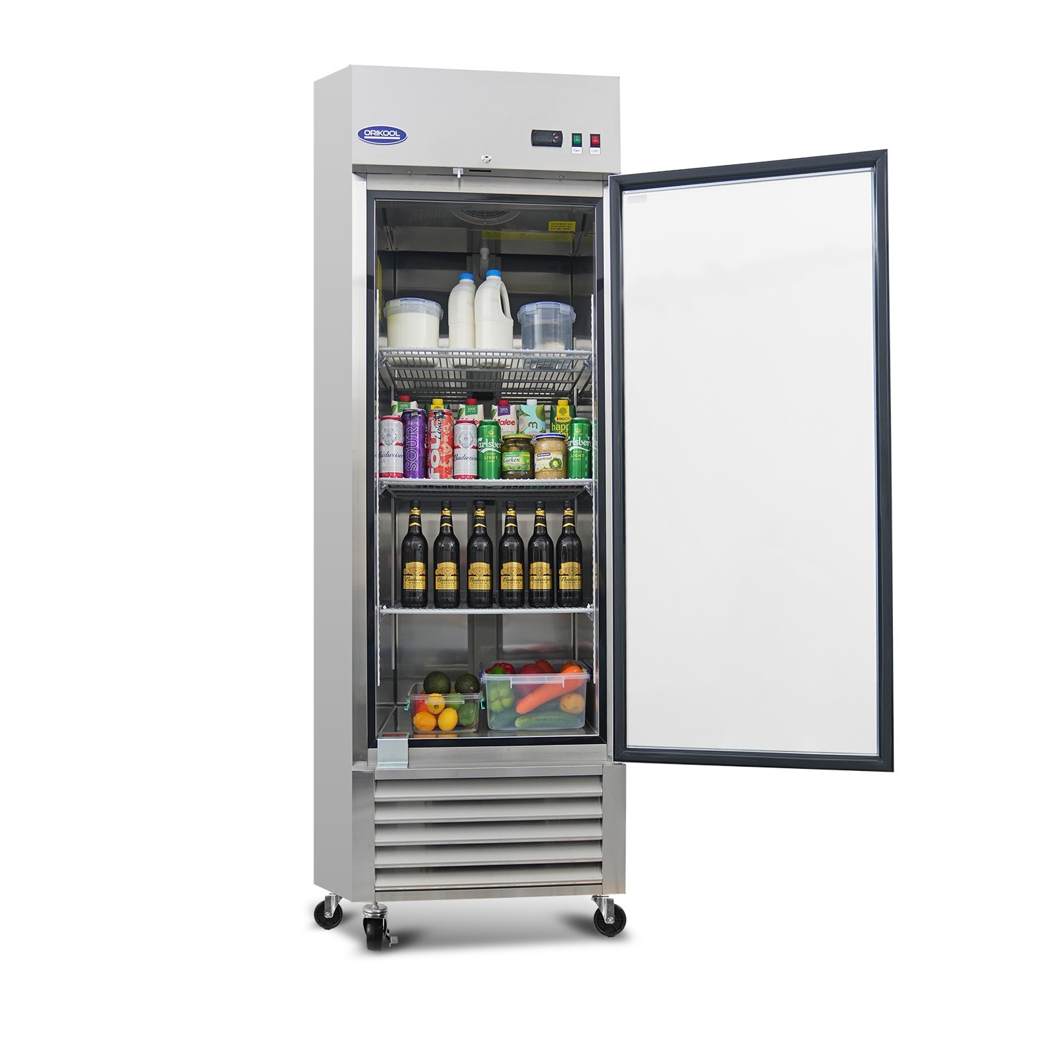 27″W Commercial Glass-Door Reach-In Fridge 23Cu.ft,Energy-Efficient LED Lighting