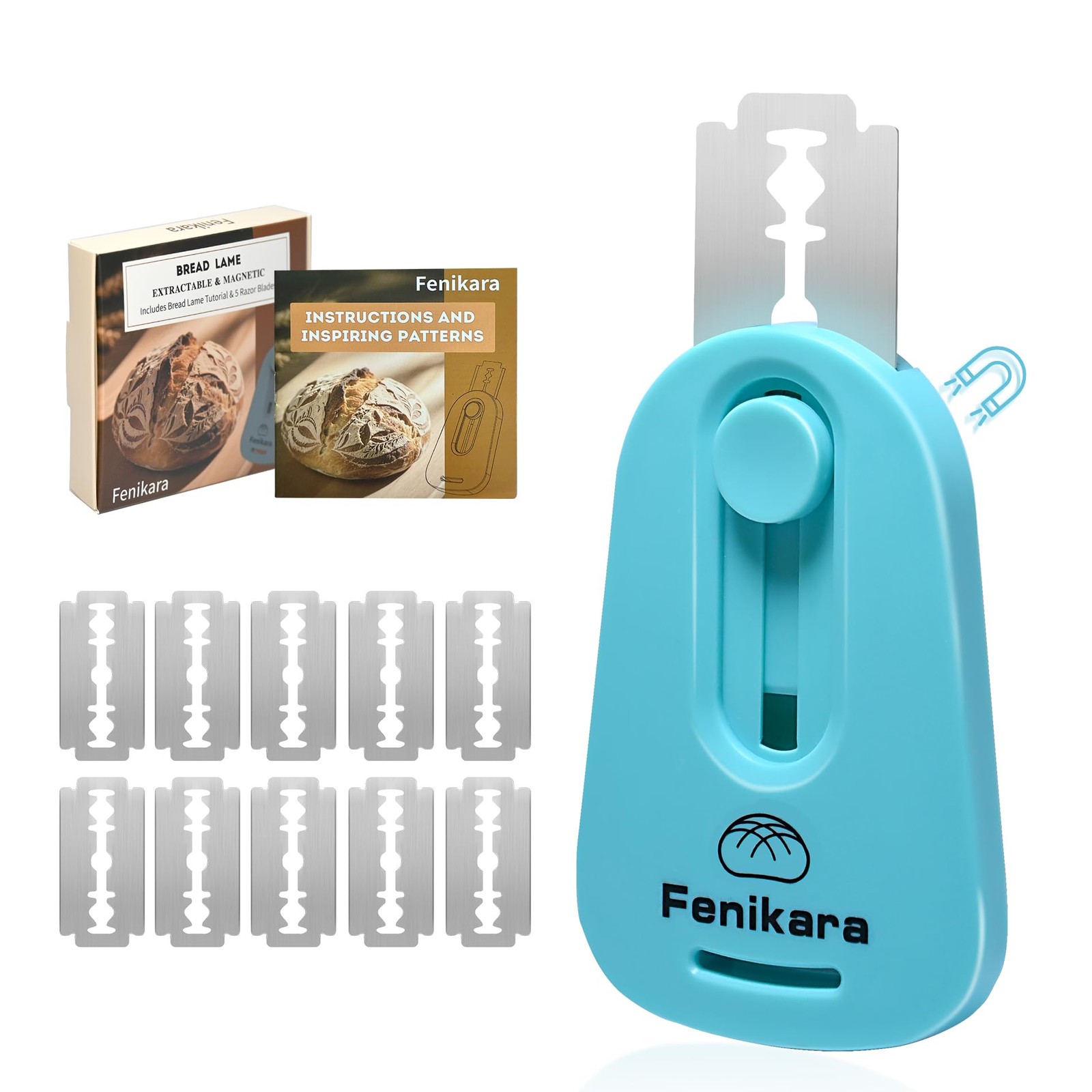 Professional Bread Lame,Upgraded Extractable & Magnetic 1.7″, Bay Blue
