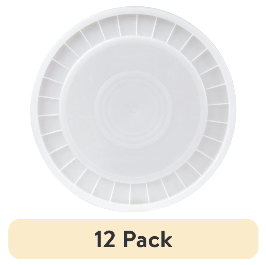 12 Pack United Solutions 5 Gallon Round Plastic Utility Bucket Lid, White 1 Each