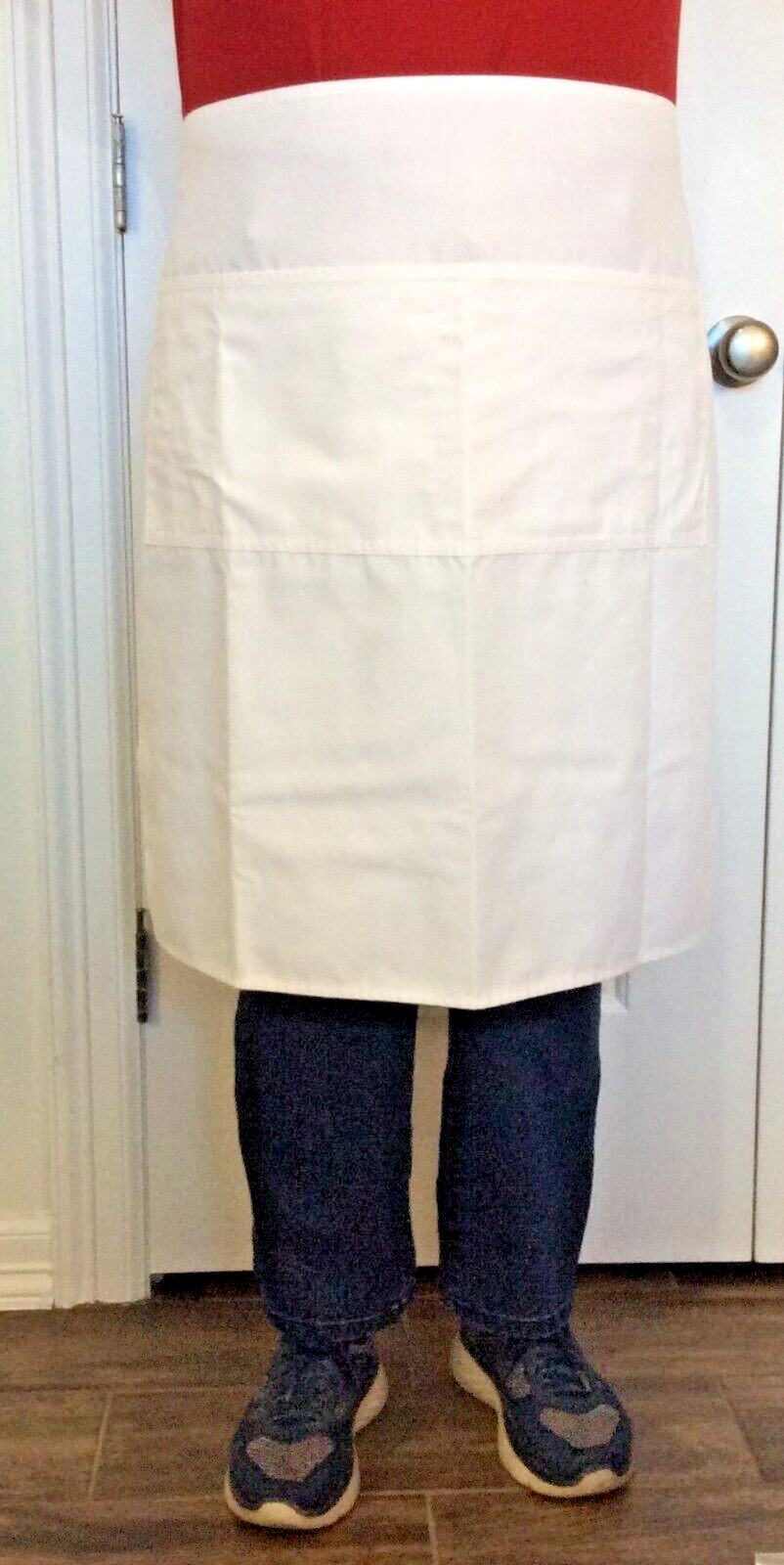 Lot Of 3 Restaurant Waiter Waitress Barista Half Bib 4-Pocket Apron White 30×25