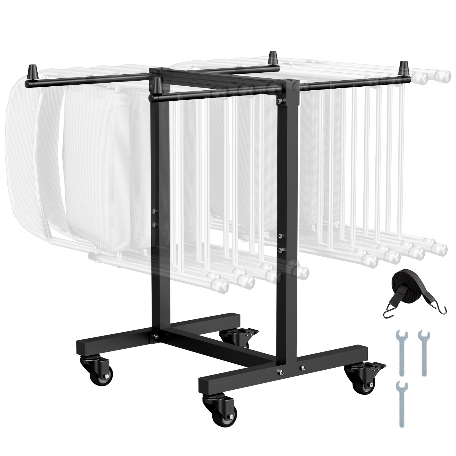 VEVOR Folding Chair Rack Cart for 14 Chairs of 200 LBS T-shape Chair Cart