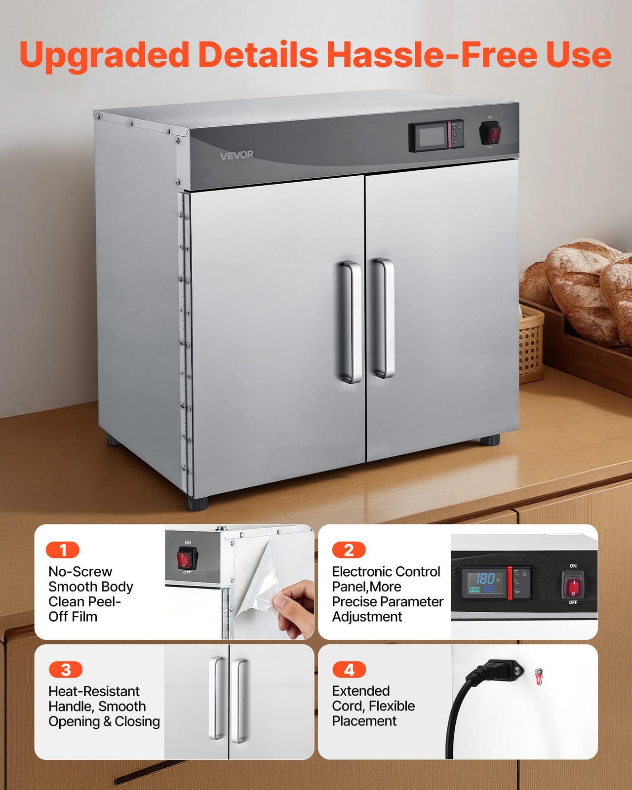 VEVOR Electric Hot Box Food Warmer 4-Tier Food Warming Cabinet Double Doors