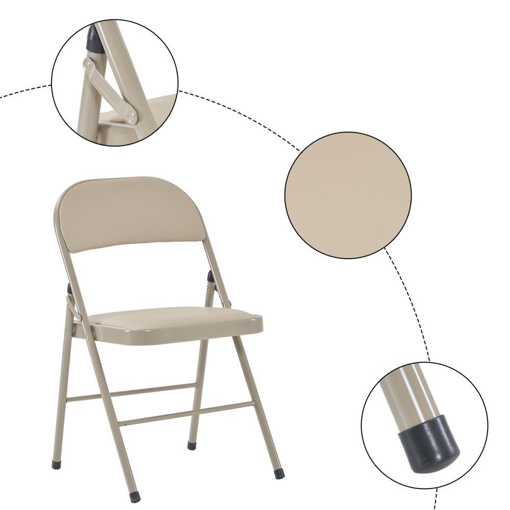 Set of 4 Upholstered Padded Seat Metal Frame Folding Chair Portable
