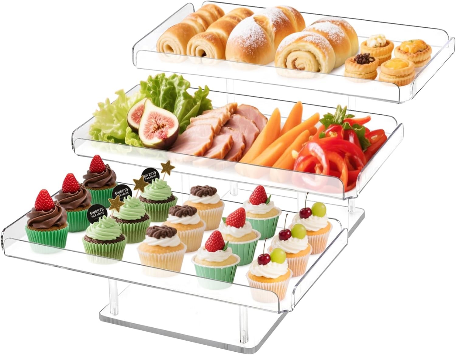 Acrylic Dessert Table Display Set 2025 New Updated, Cupcake Stand 3 in 1 Tier