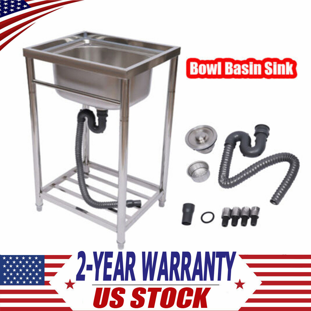 Commercial Kitchen Sink Free Standing Stainless Steel Catering Washing Bowl