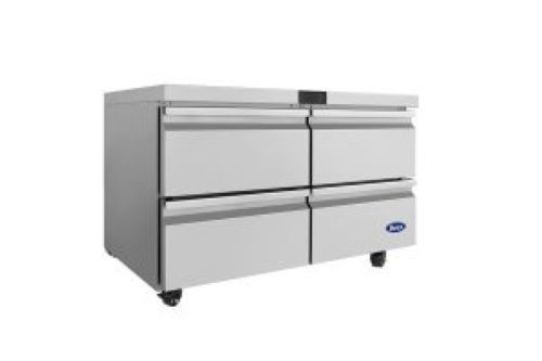 Atosa 48″ Under Counter Refrigerator, 4 Drawers, Casters, AUR48D4, Free LiftGate