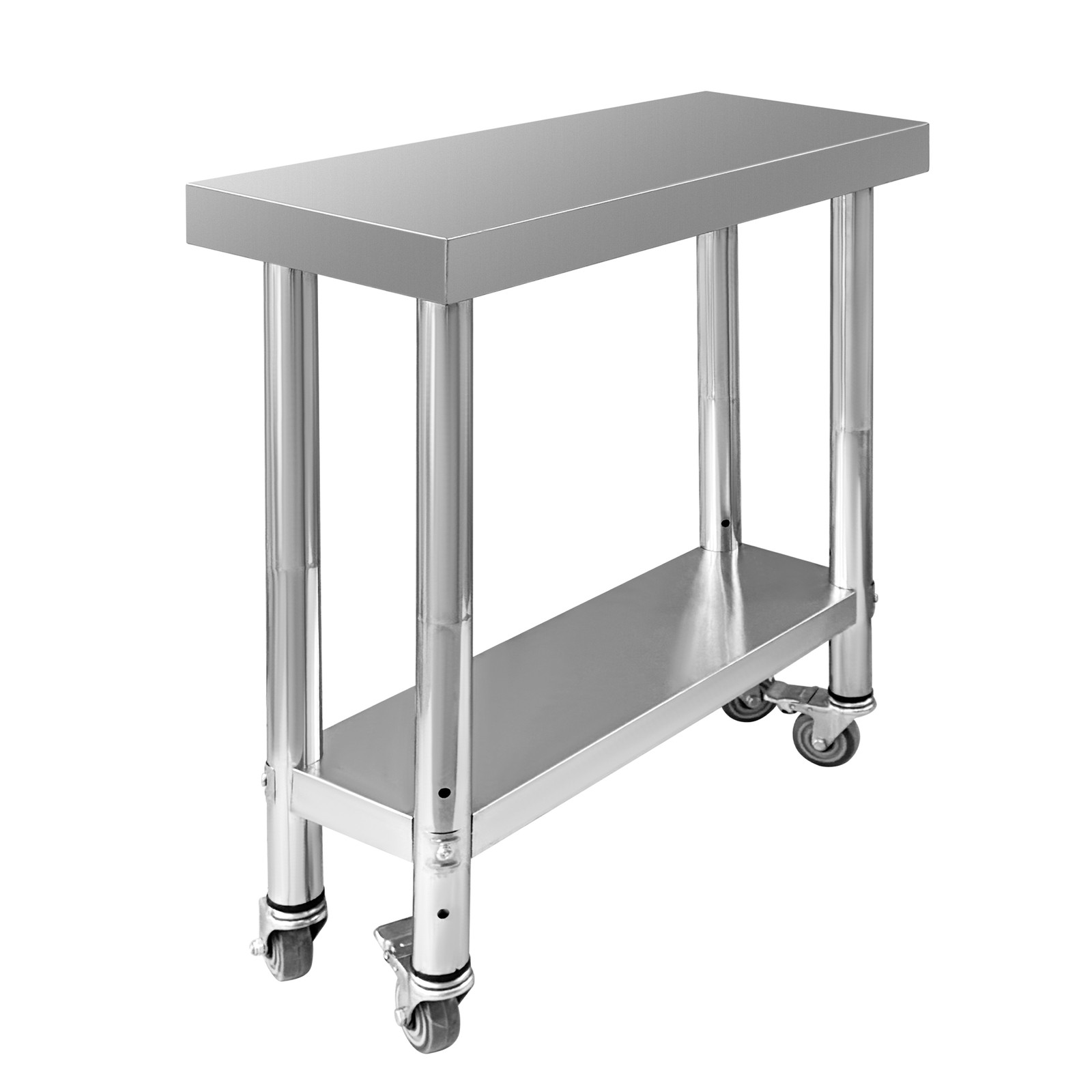 Stainless Steel Work Table 700 LBS Load Capacity with 4 Wheels 30 x 12 x 34 Inch