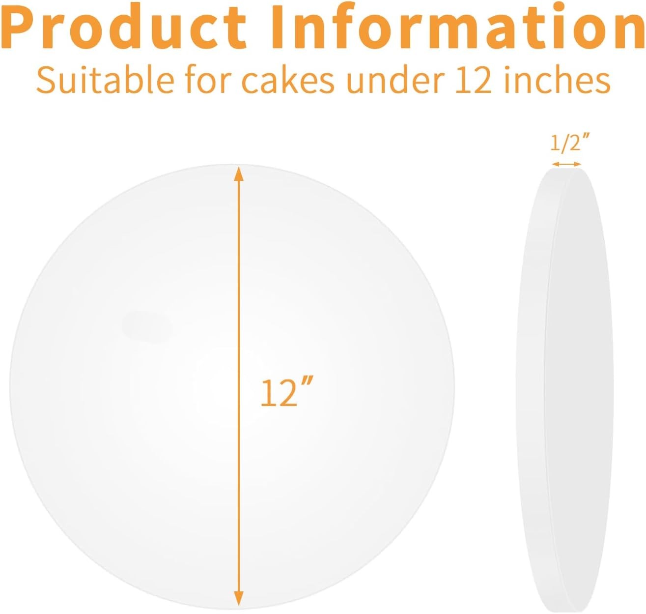 12 Inches White Round Sturdy Cake Board Drums for Displaying Cakes, 1/2 Inch