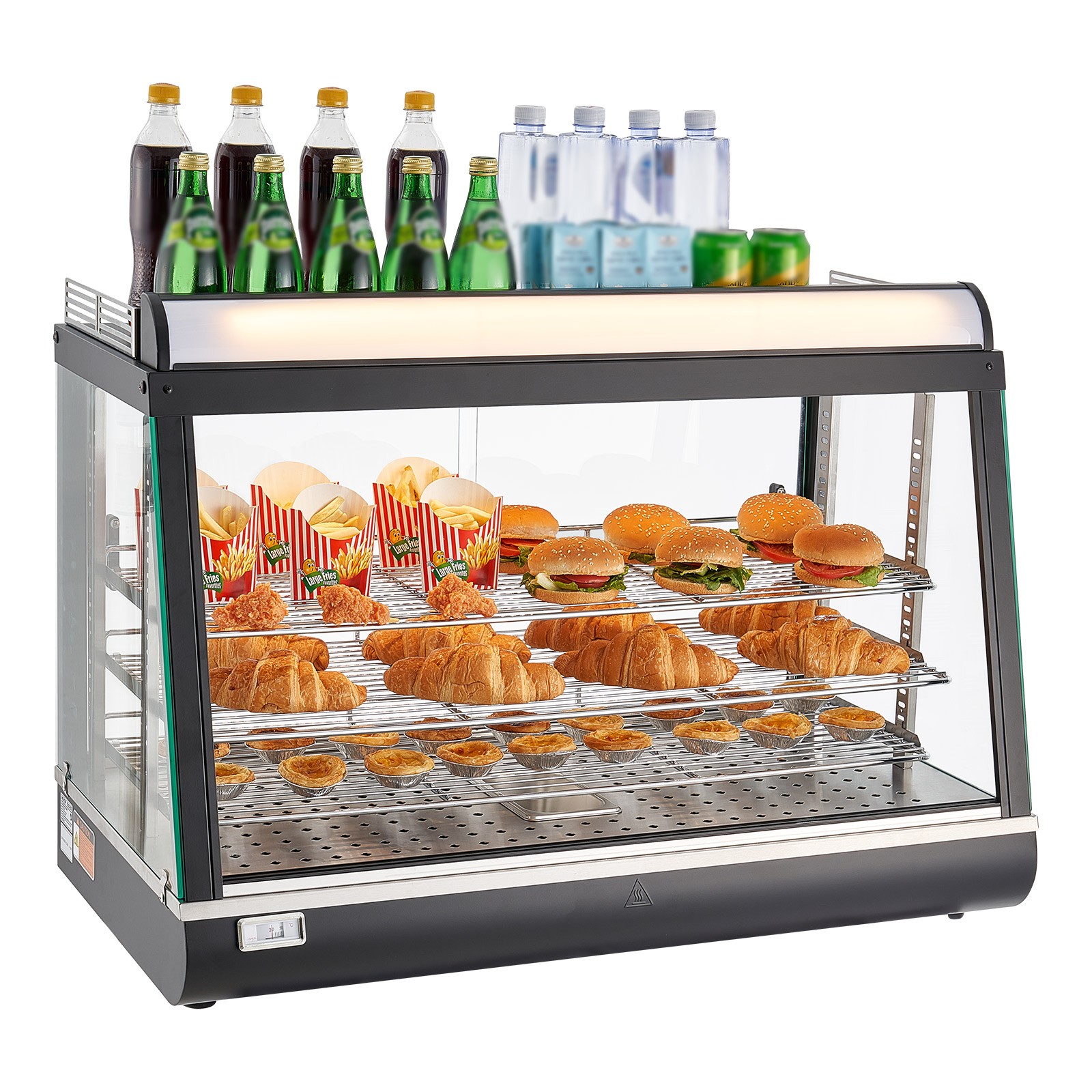 VEVOR 3-Tier Commercial Food Warmer Display Pizza Cabinet 105L with LED Light