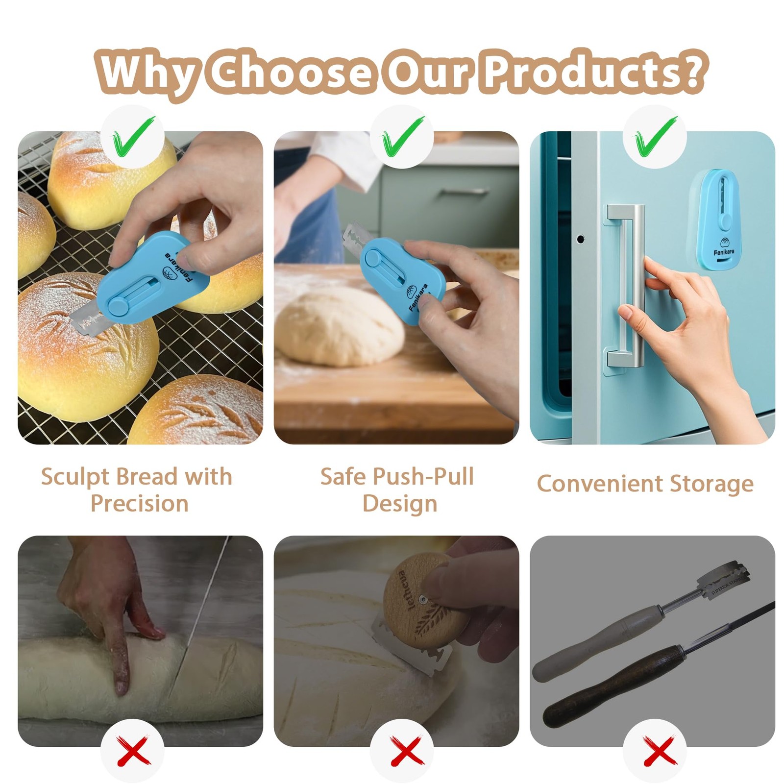 Professional Bread Lame,Upgraded Extractable & Magnetic 1.7″, Bay Blue