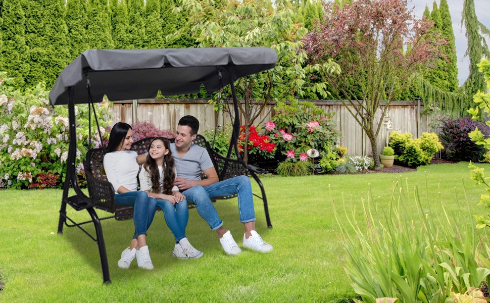 Outdoor Patio Swing Chair Canopy Replacement, 3 Seater Porch Swing Seat Canopy