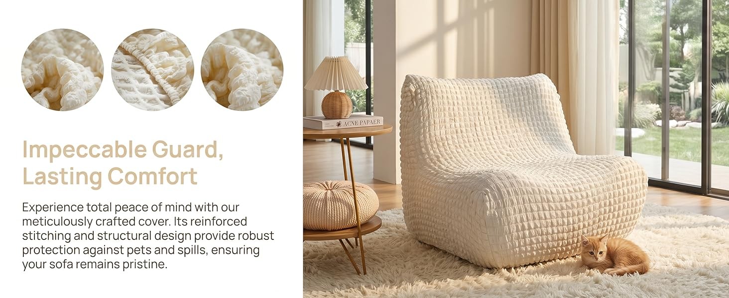 Fireside Chair Cover,Stretch Armless Lounge Chaise Slipcover Lazy Floor Sofa