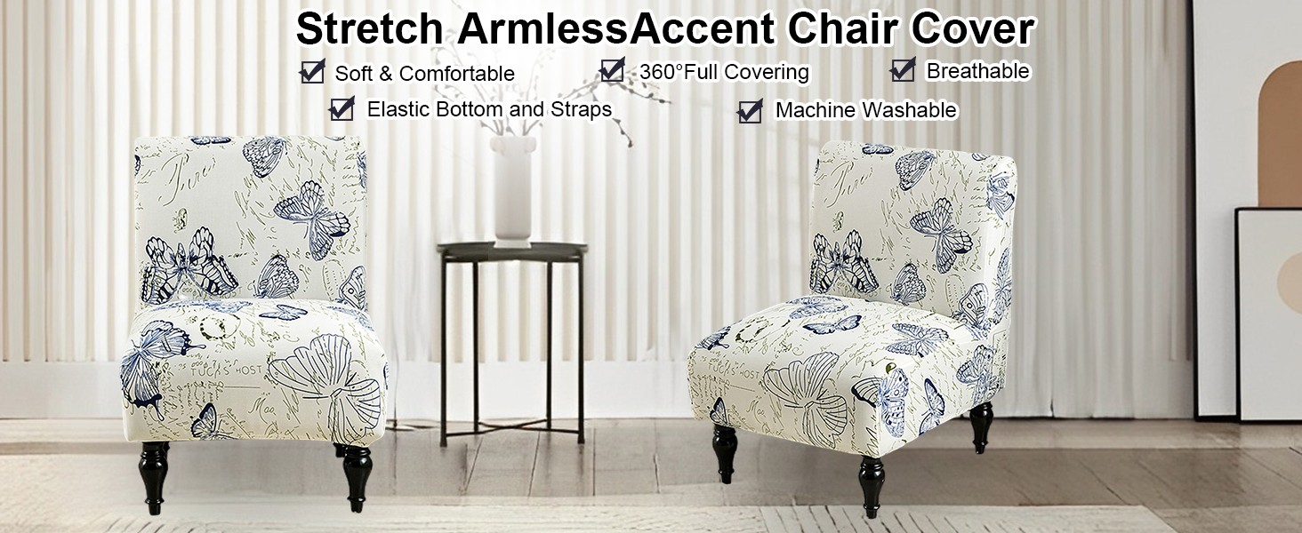 Armless Chair Slipcover Removable Armless Accent Chairs Covers Washable Armless