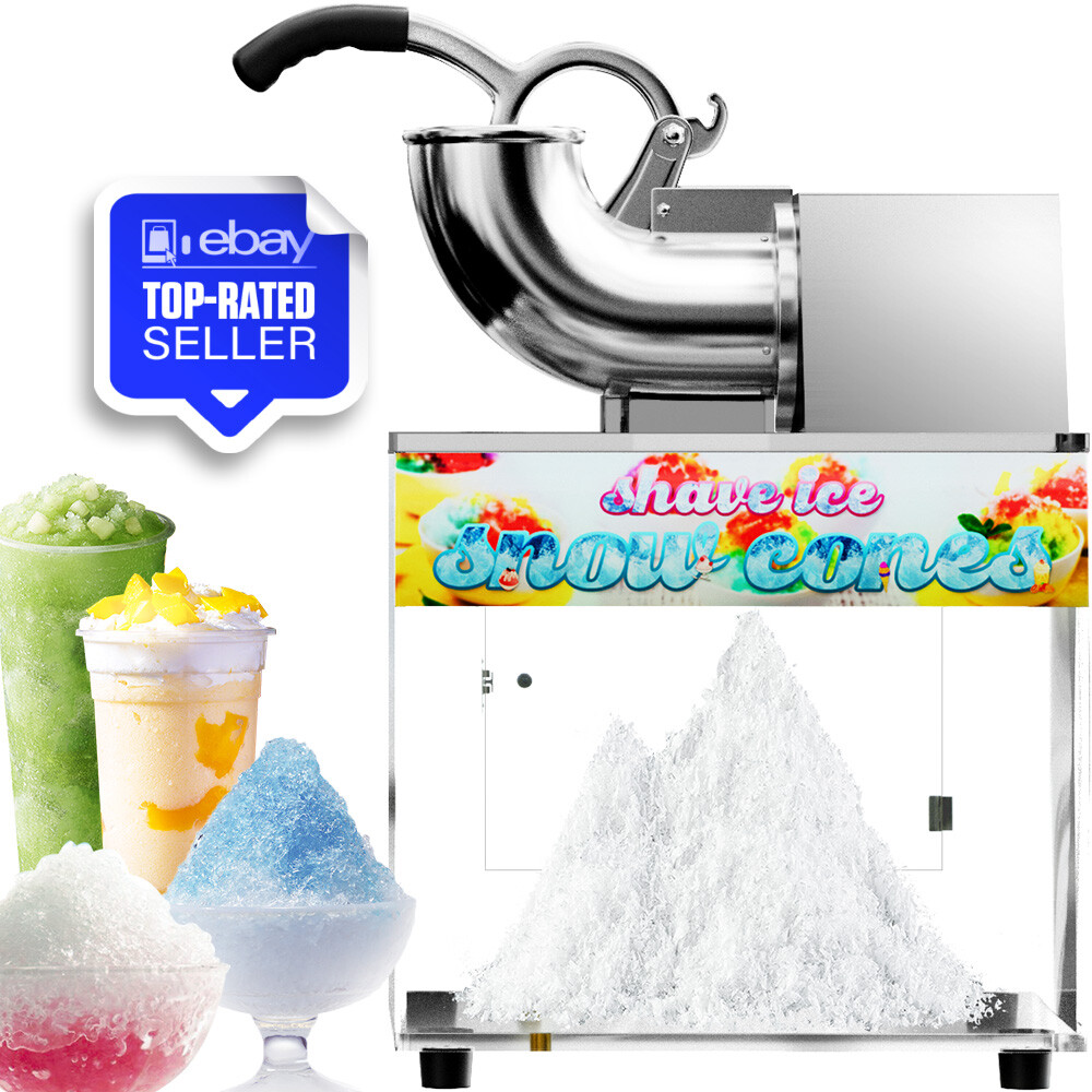 500lbs/h Electric Snow Cone Machine Ice Shaver Maker Shaving Crusher Dual Blades
