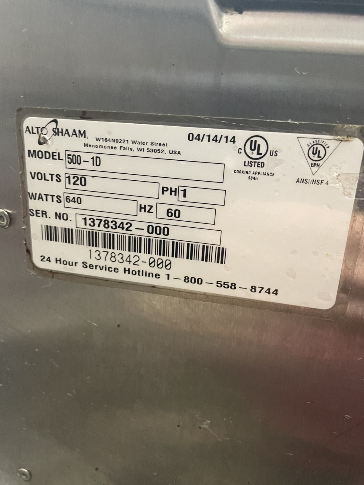 Alto Shaam 500-1D Heated Drawer, Table Top Unit