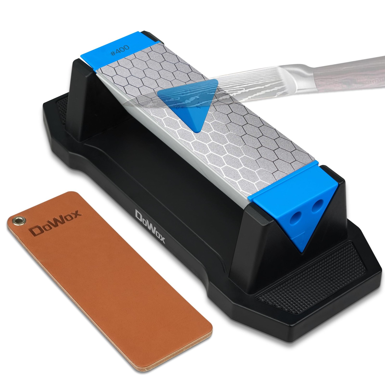 Diamond Sharpening Stone Kit, 3 Side Grit 400/1000/8000 Large, Blue