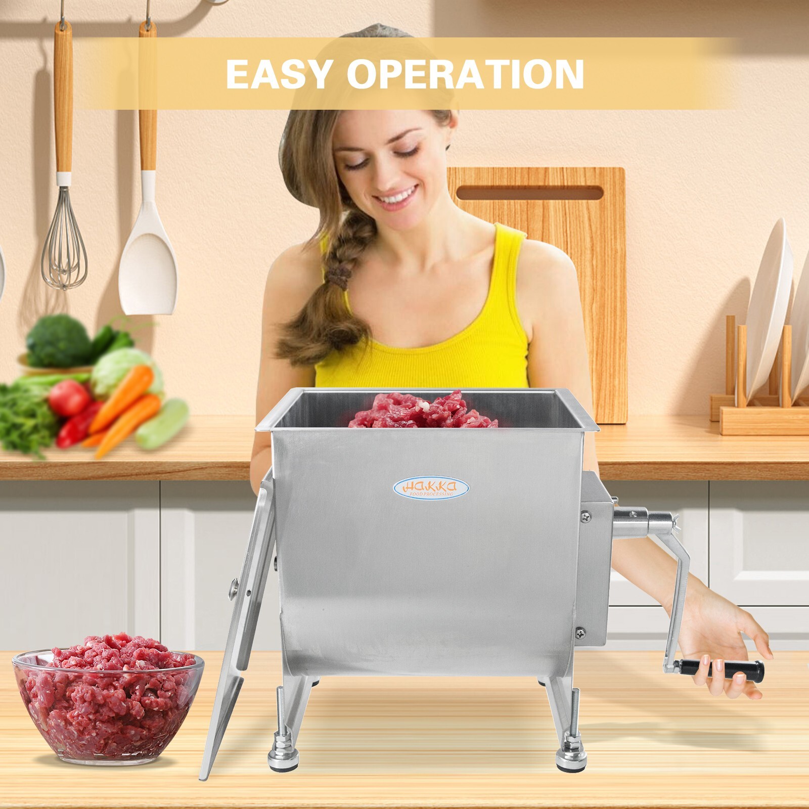Hakka Refurbished Meat Mixer 45lbs 22.5L Capacity Tilt Tank Food Mixers