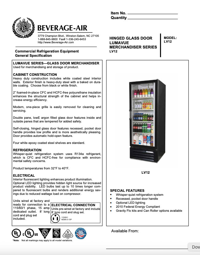 12.8cu.ft Commercial Glass Door Merchandiser Beverage Refrigerator Display ETL