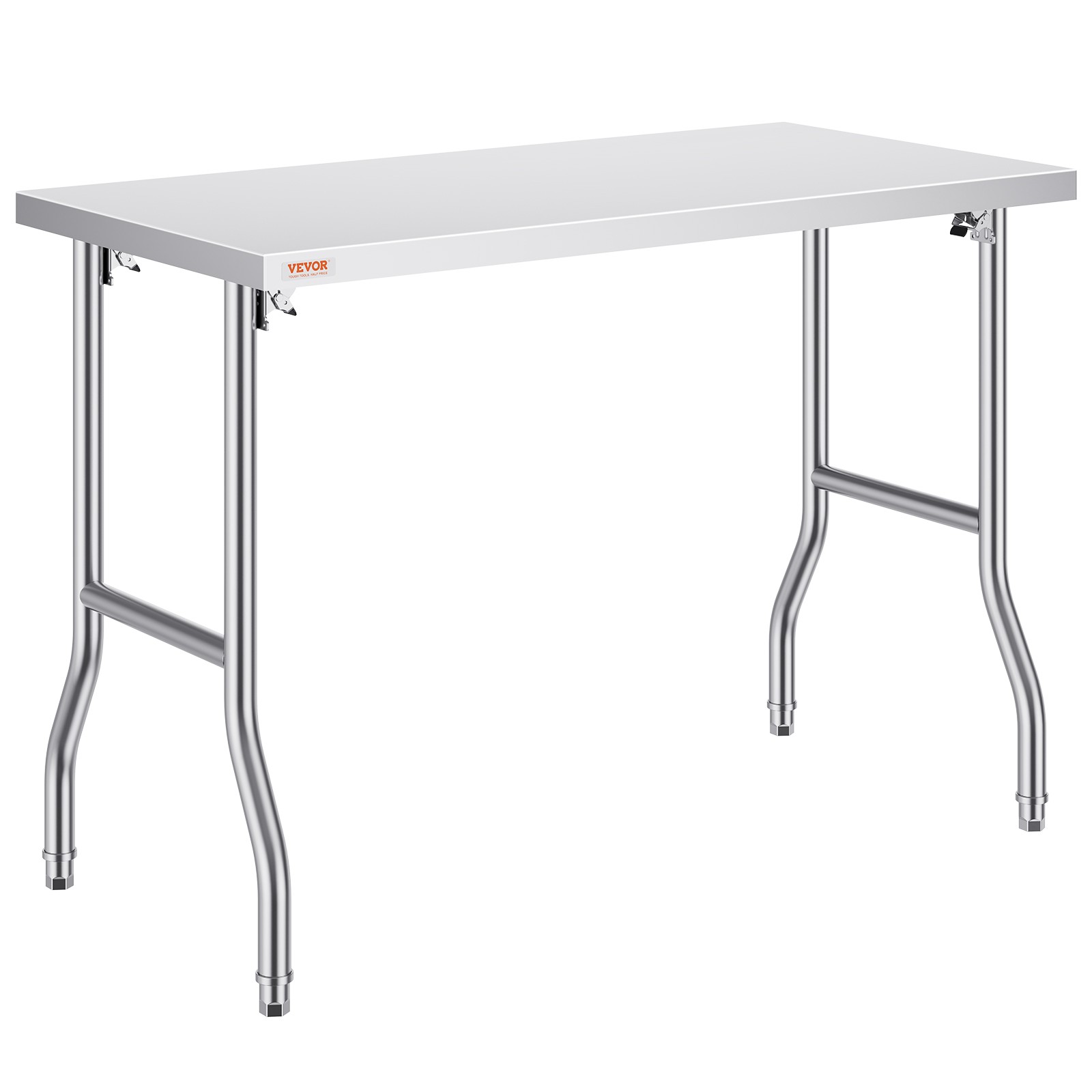 VEVOR Folding Commercial Prep Table Commercial Worktable Workstation 48 x 24 In