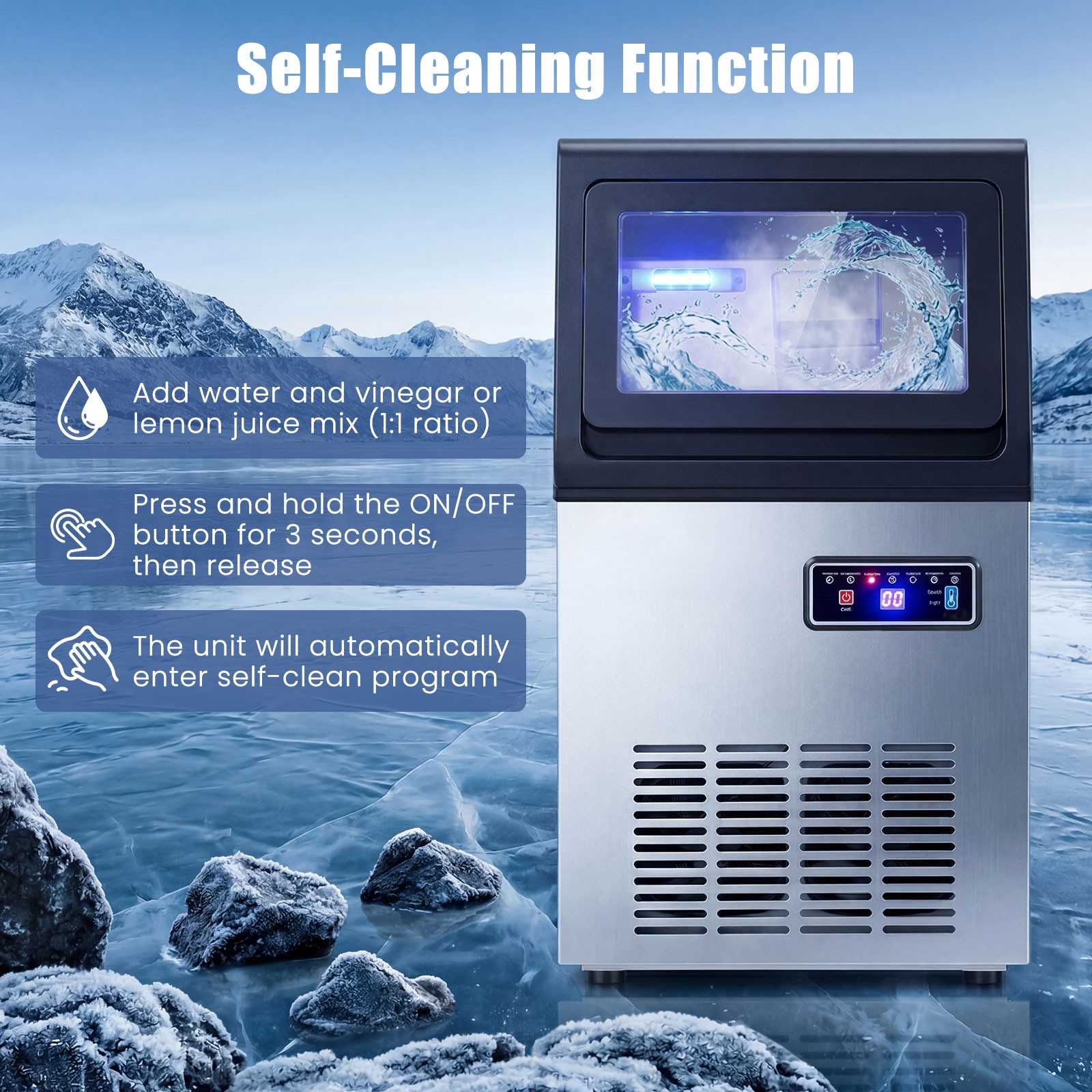Commercial Nugget Ice Maker, 90 LBS/24H Freestanding Undercounter Ice Machine