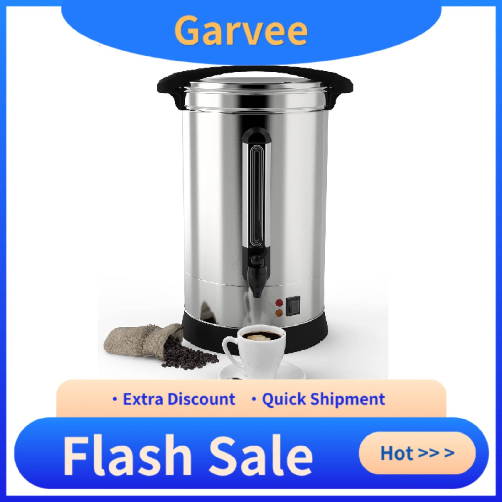 Dripless Faucet Fitted 18L Commercial Coffee Maker 120 Cup Stainless Steel Coffe