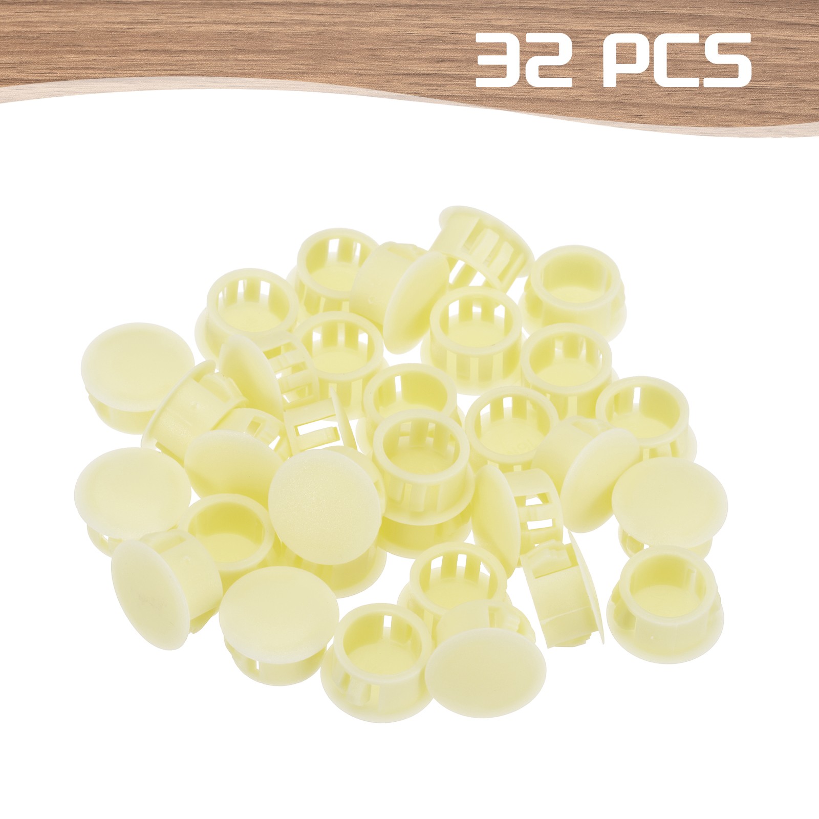 32Pcs 16mm Yellow Nylon Plastic Round Locking Hole Plugs Insert End Caps