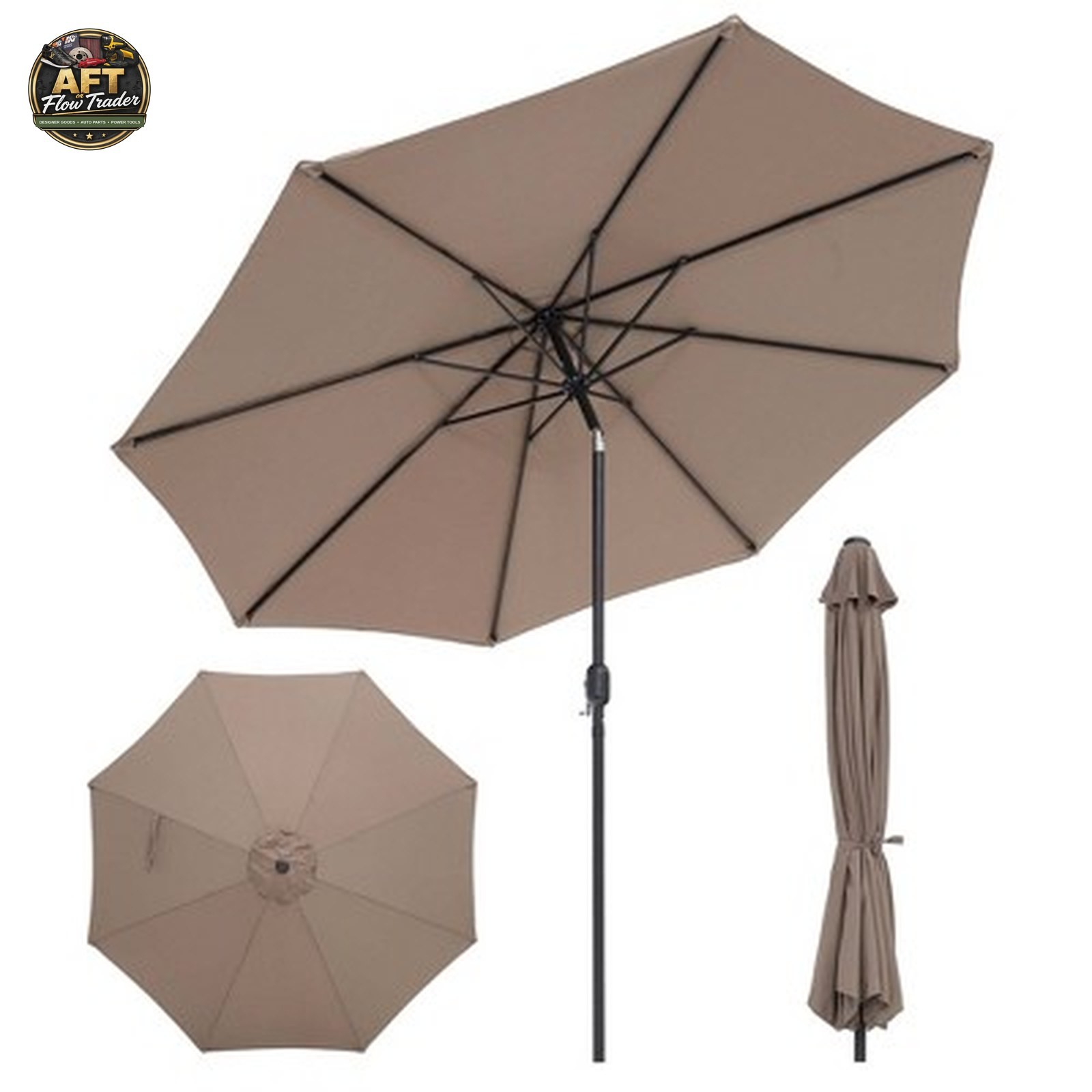 Costway 10ft Market Umbrella with Tilt Mechanism – Tan