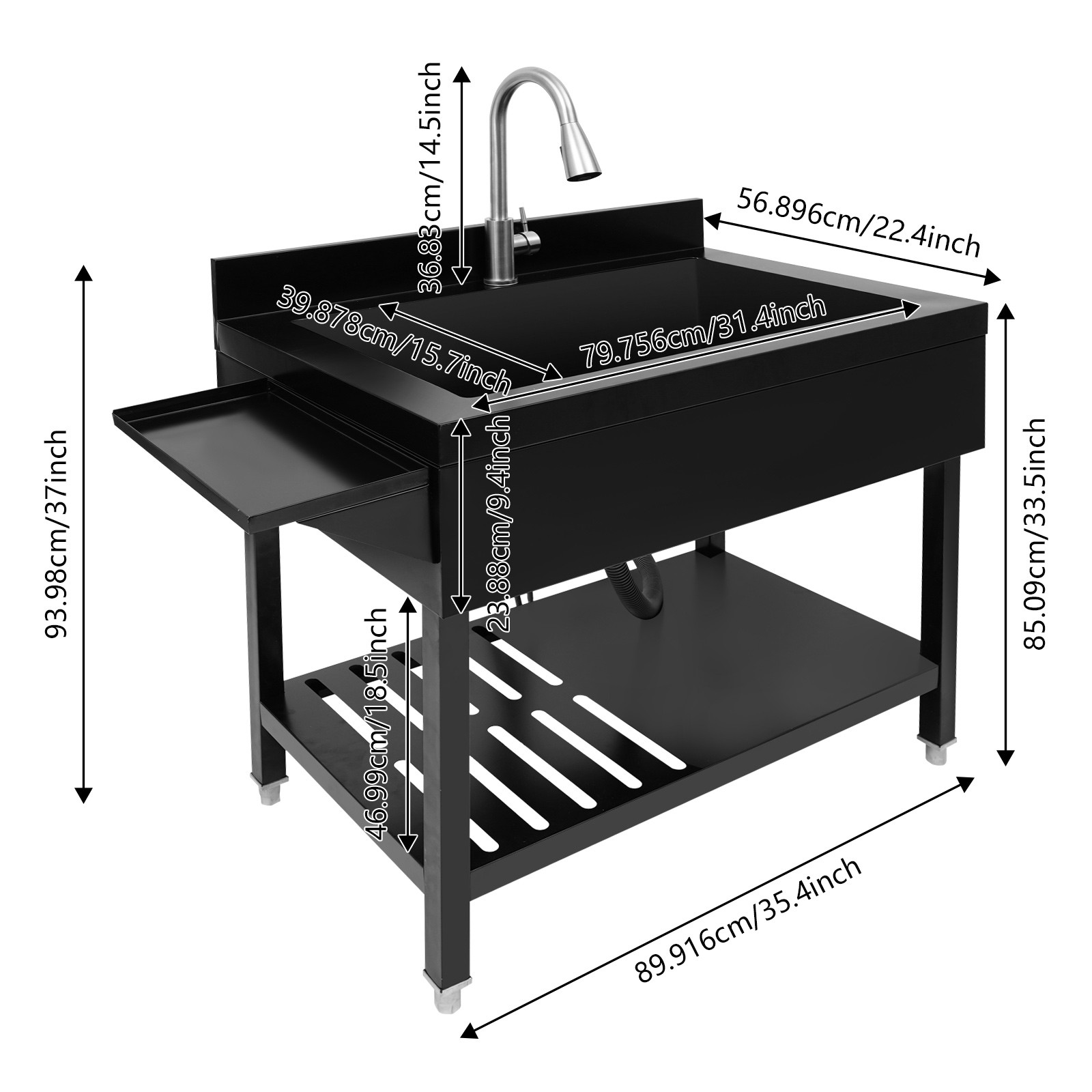 Single Bowl Kitchen Sink Stainless Steel Sink Kitchen Sink with Pull-Out Faucet