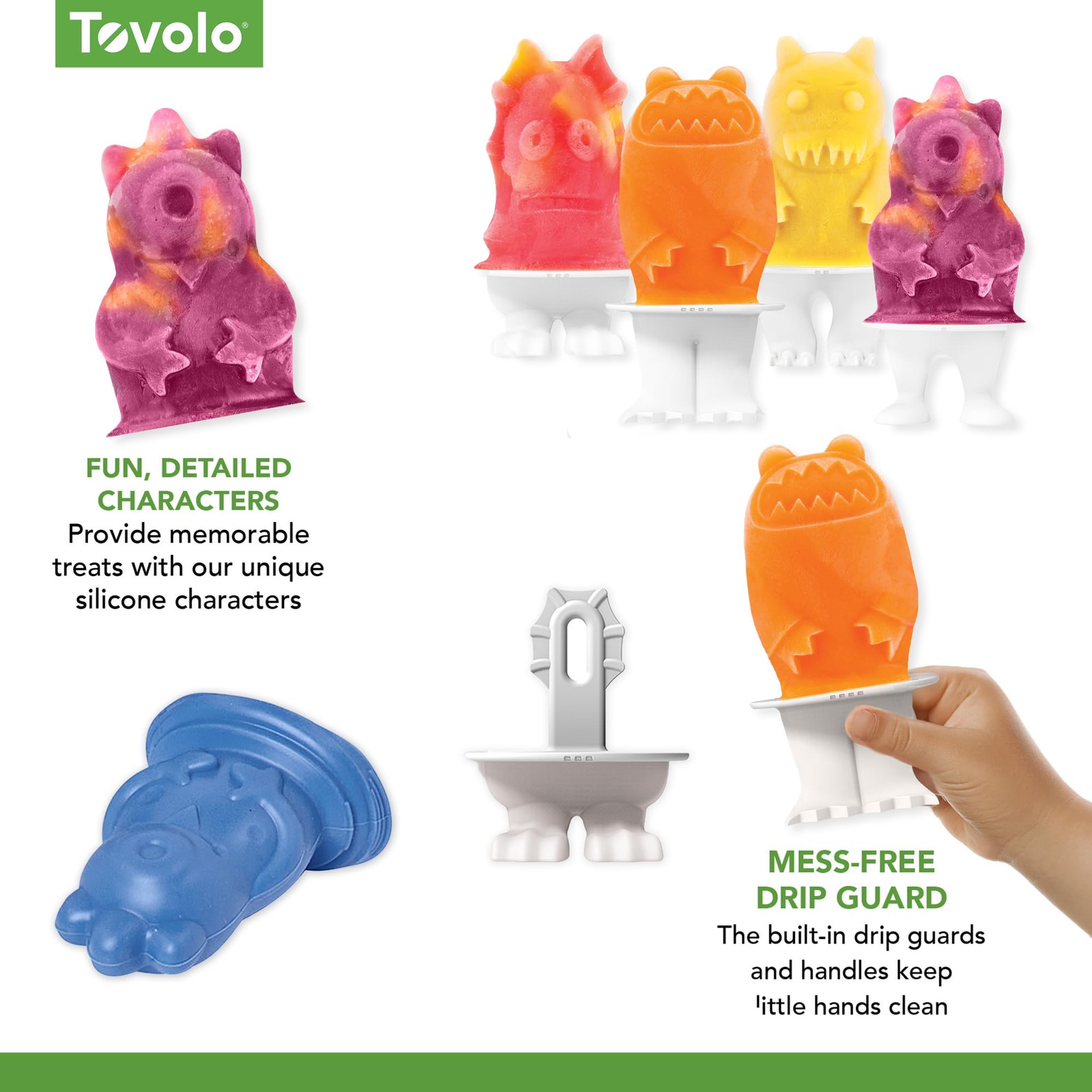 Tovolo, Freezer Pop Molds Monsters Set 4, 1 Count