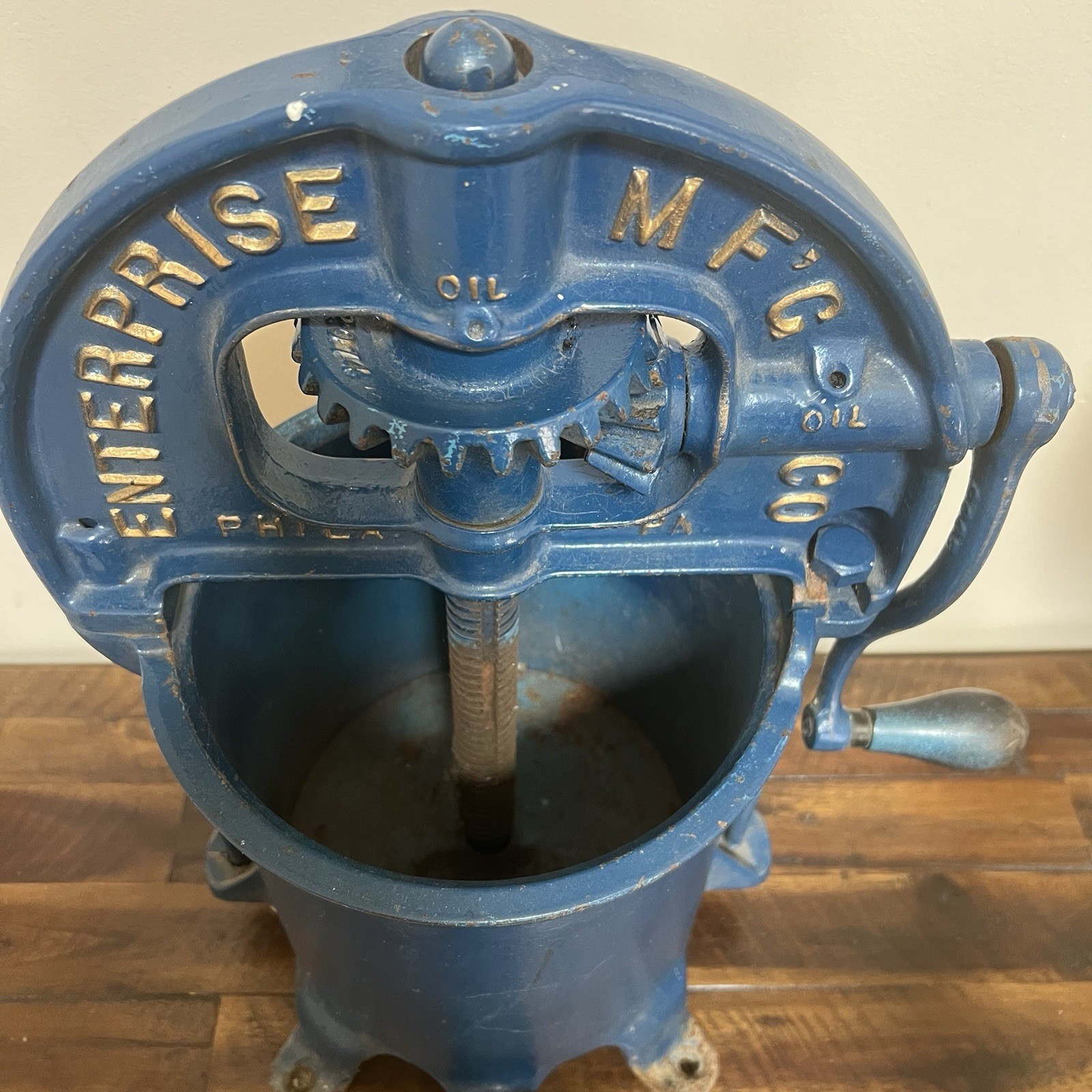 Enterprise Mfg Co Cast Iron Sausage Stuffer Fruit Press Blue Farmhouse Decor