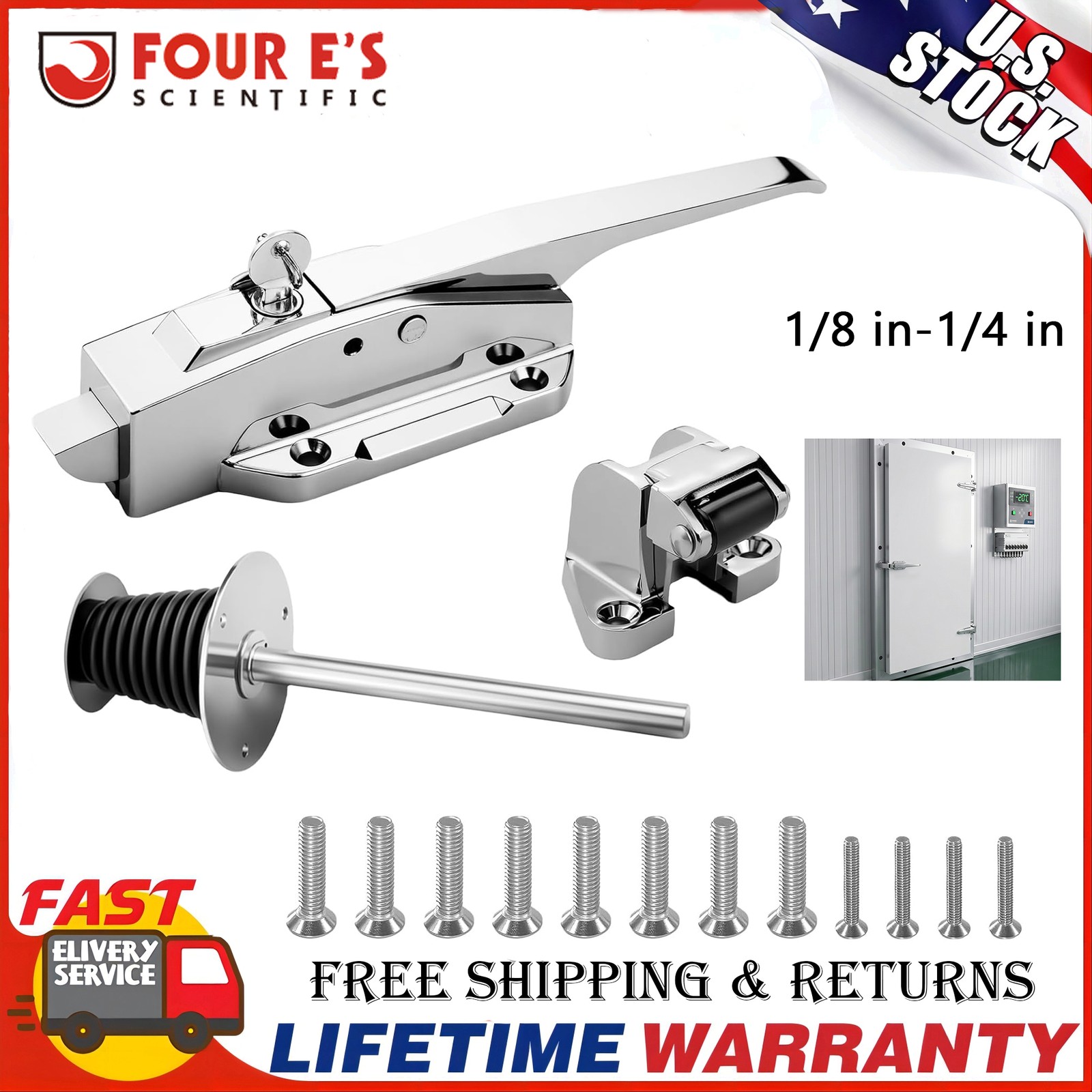 Heavy Duty Walk-In Cooler Door Closer Complete Latch Kit, Freezer Doors Handle