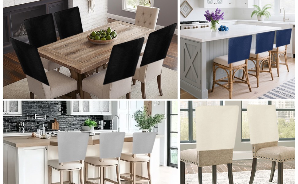 Cream Beige Chair Back Covers for Dining Room, Farmhouse Solid Cream Color Linen