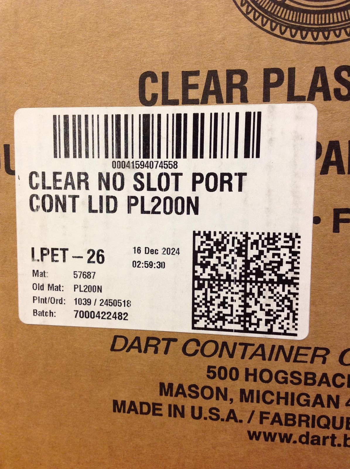 NEW Dart Solo PL200N Clear Plastic Cup Lids for 1.5-2.5Oz cups, 2500/Case, QTY