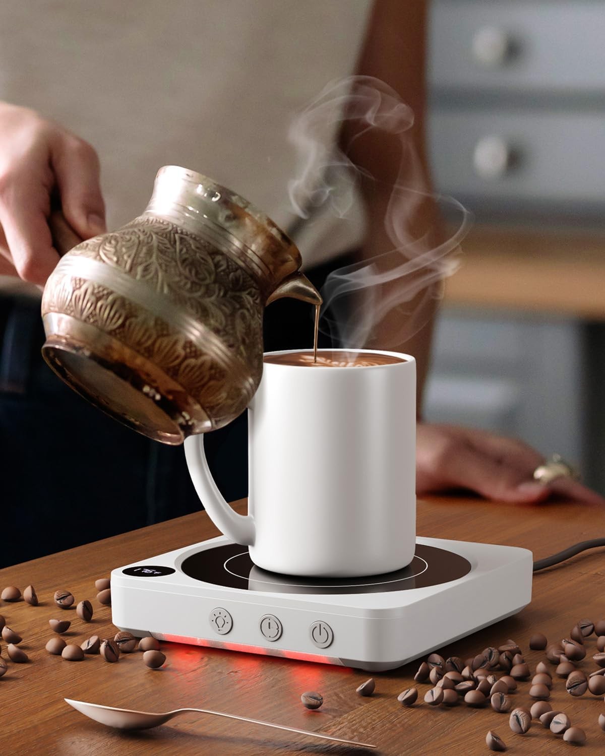 Mug Warmer – 36W Coffee Mug Warmer for Desk with Temperature Display, 2-12Hrs
