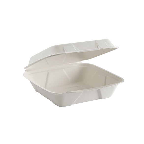 200-PK Compostable Clamshell Food Containers Biodegradable Hinged Takeout Boxes