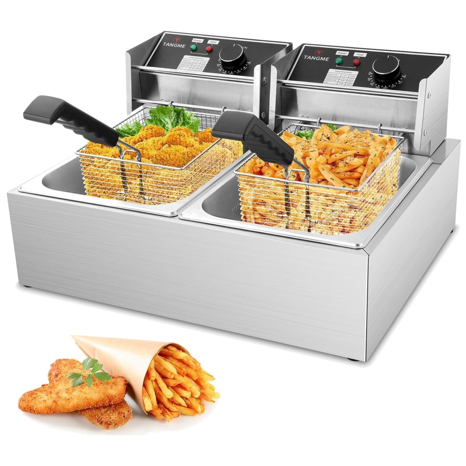 Stainless Steel Electric Deep Fryer, 3400W, 20.7QT Capacity
