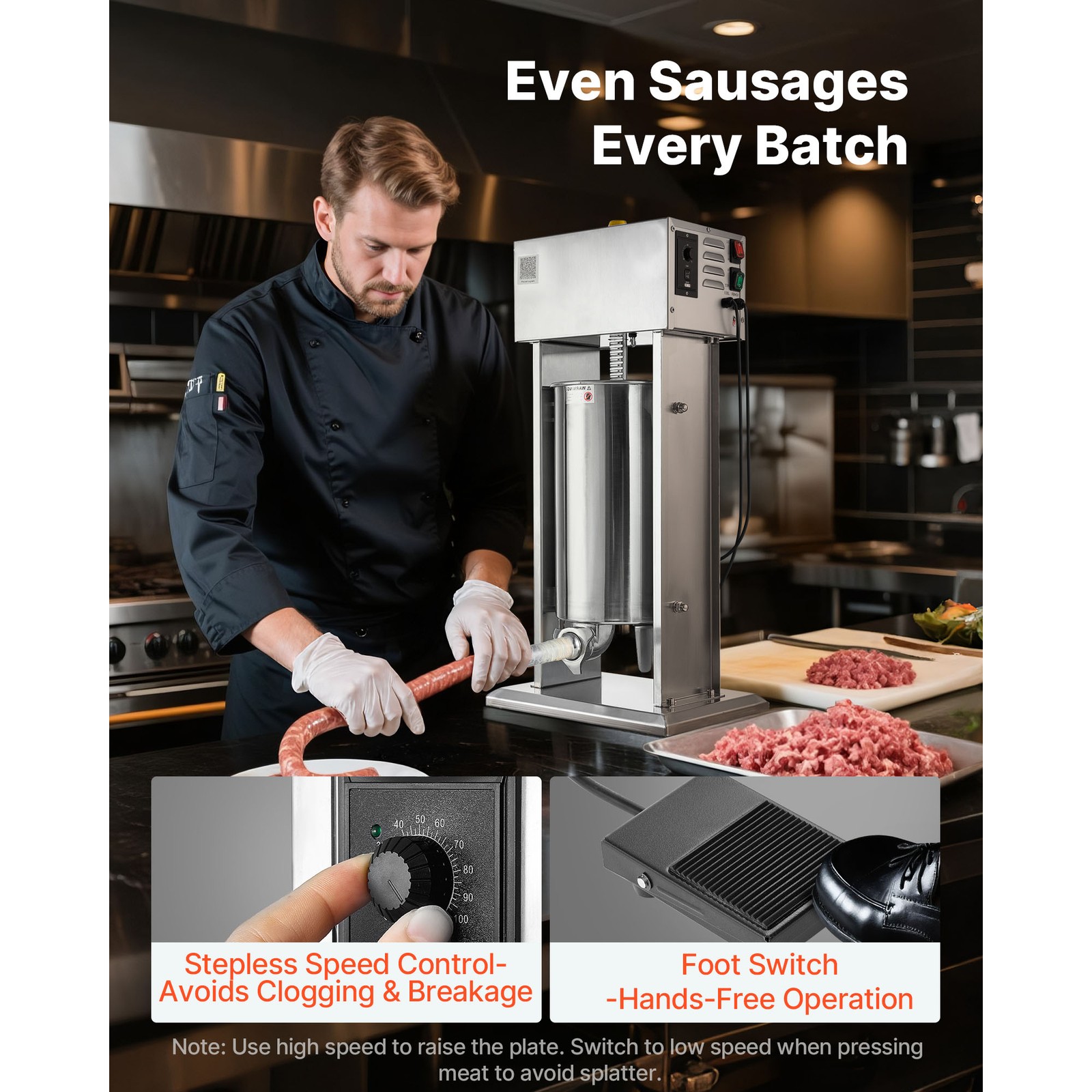 Uimoso Electric Sausage Stuffer 33LBS / 15L Sausage Maker Meat Filler Machine