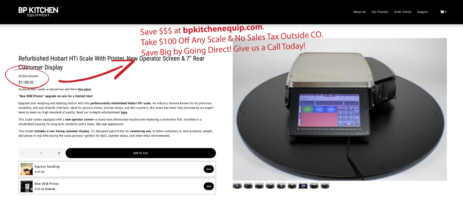 Hobart HTi Scale With Printer, New Operator Screen & 7″ Customer Display