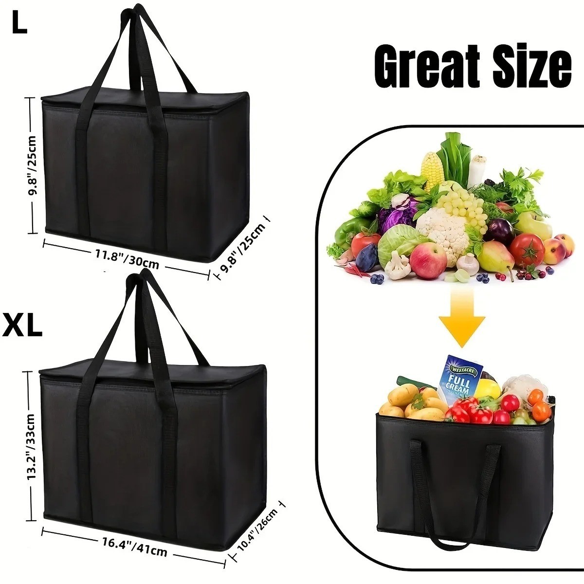 Commercial Insulated Meal Delivery Bag Large-Capacity PET Pizza Bag USA seller