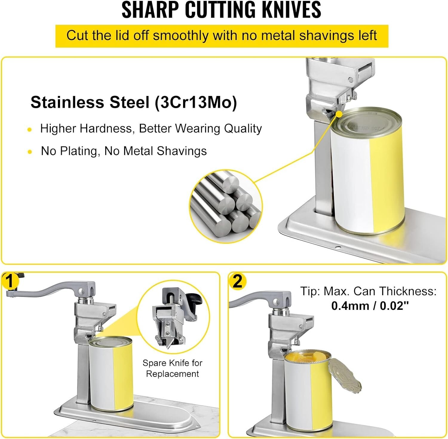 Commercial Can Opener, 23.2″/59cm Long, Stainless Steel for Up to 15.7″/40cm …
