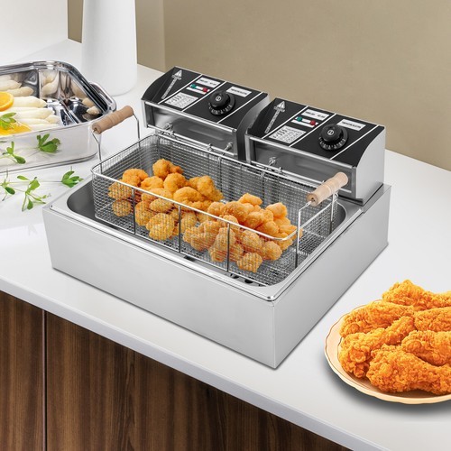 3400w Commercial Electric Deep Fryer 6l+6l Dual Tank Commercial W/ Fry Basket US