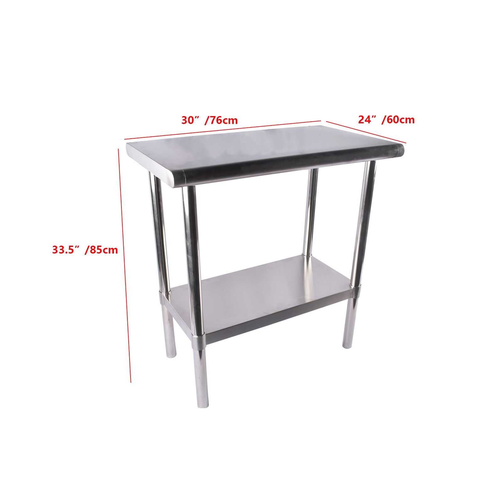 Commercial Stainless Steel Prep Table with Detachable Side-Hook Polished Surface