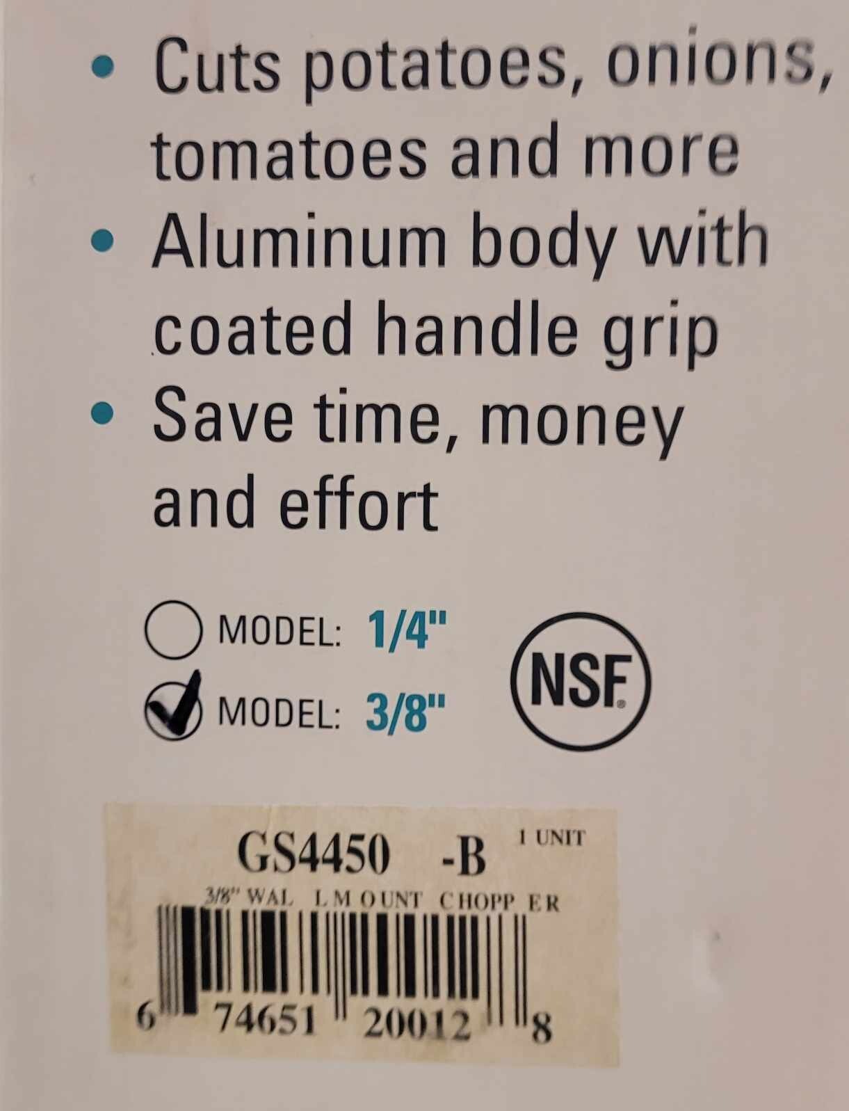 Global Solutions GS4450B 3/8 in Wall Mount Vegetable Chopper – NEW!