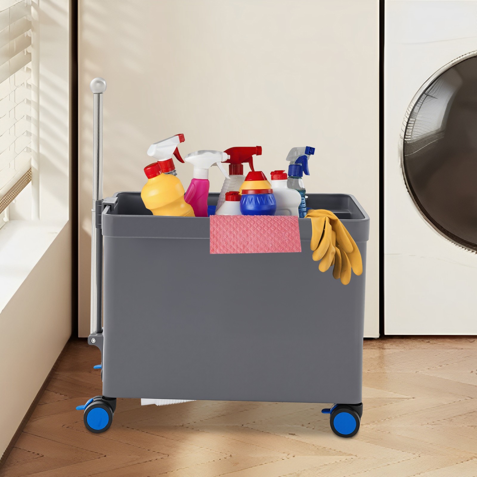 21×11″ Commercial Mop Sink Laundry Room Floor Mop Sink with One-touch Drainage