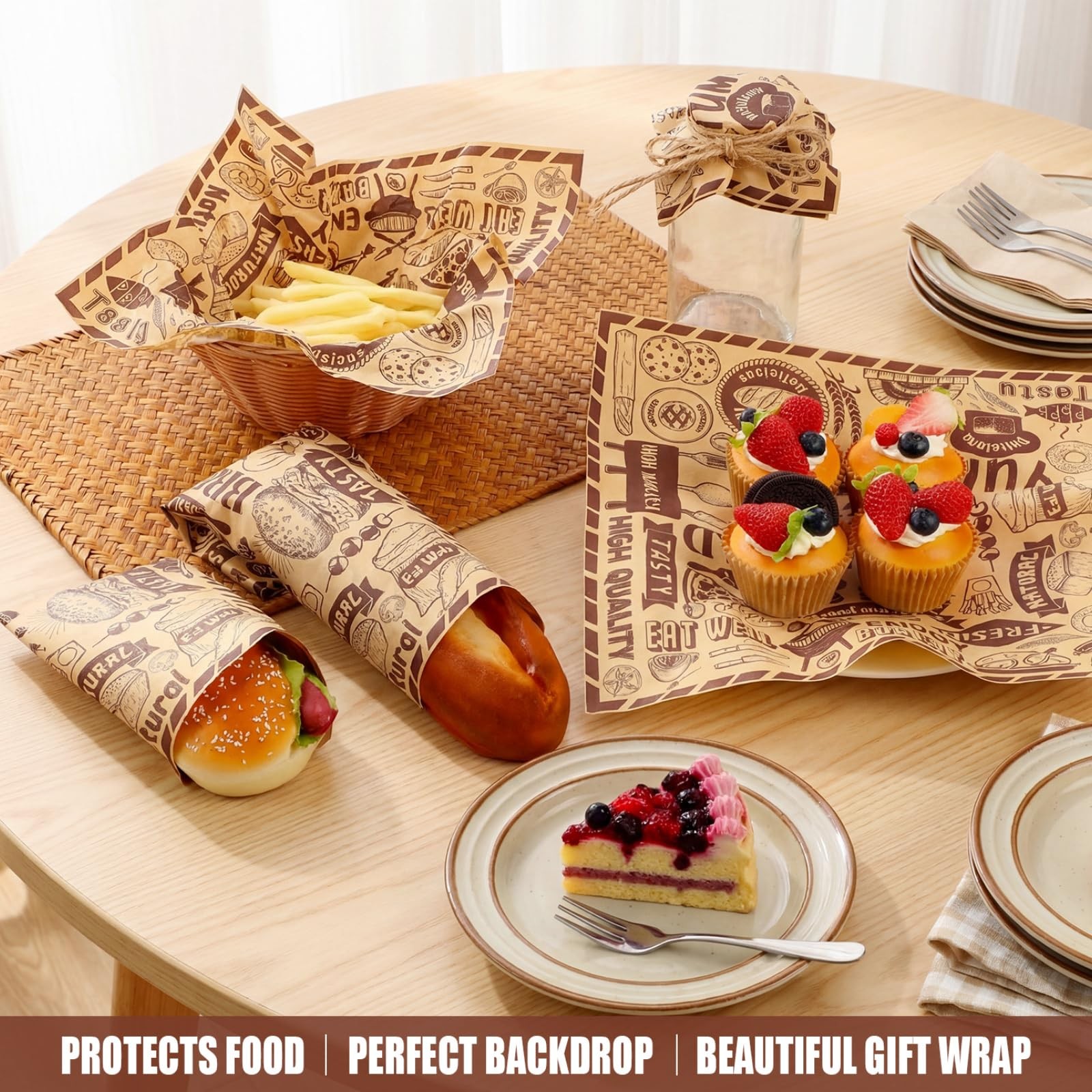 500 Pcs Deli Wax Paper Sheets 12 x 12 Inches Square Grease Resistant Tray Bas…