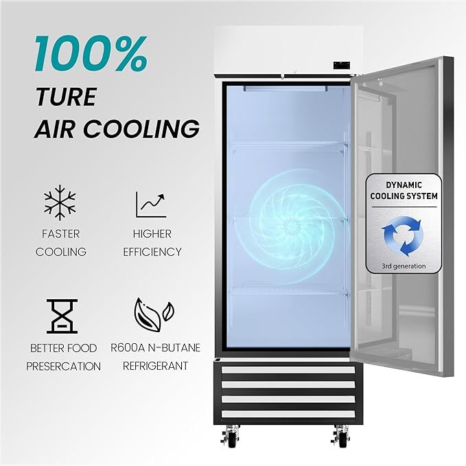27″ Commercial Refrigerator Reach In Upright Refrigerator Single Solid Door New