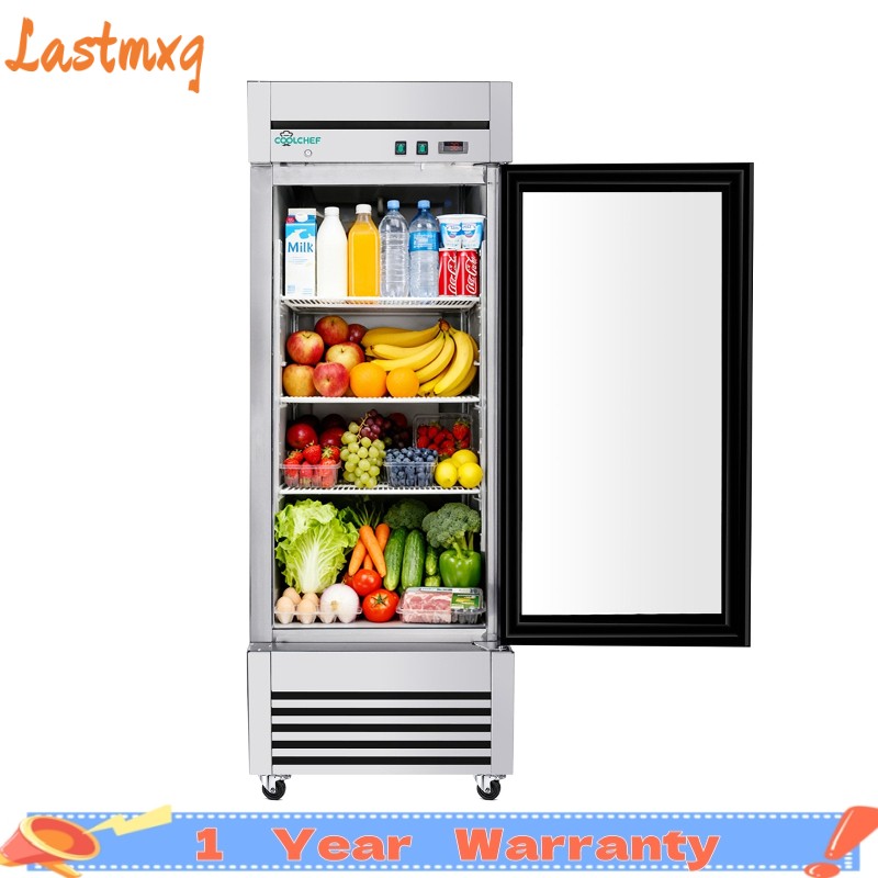 27″ Commercial Glass Door Refrigerator 23 Cu.Ft 33-40℉ Low-E Tempered Glass ETL