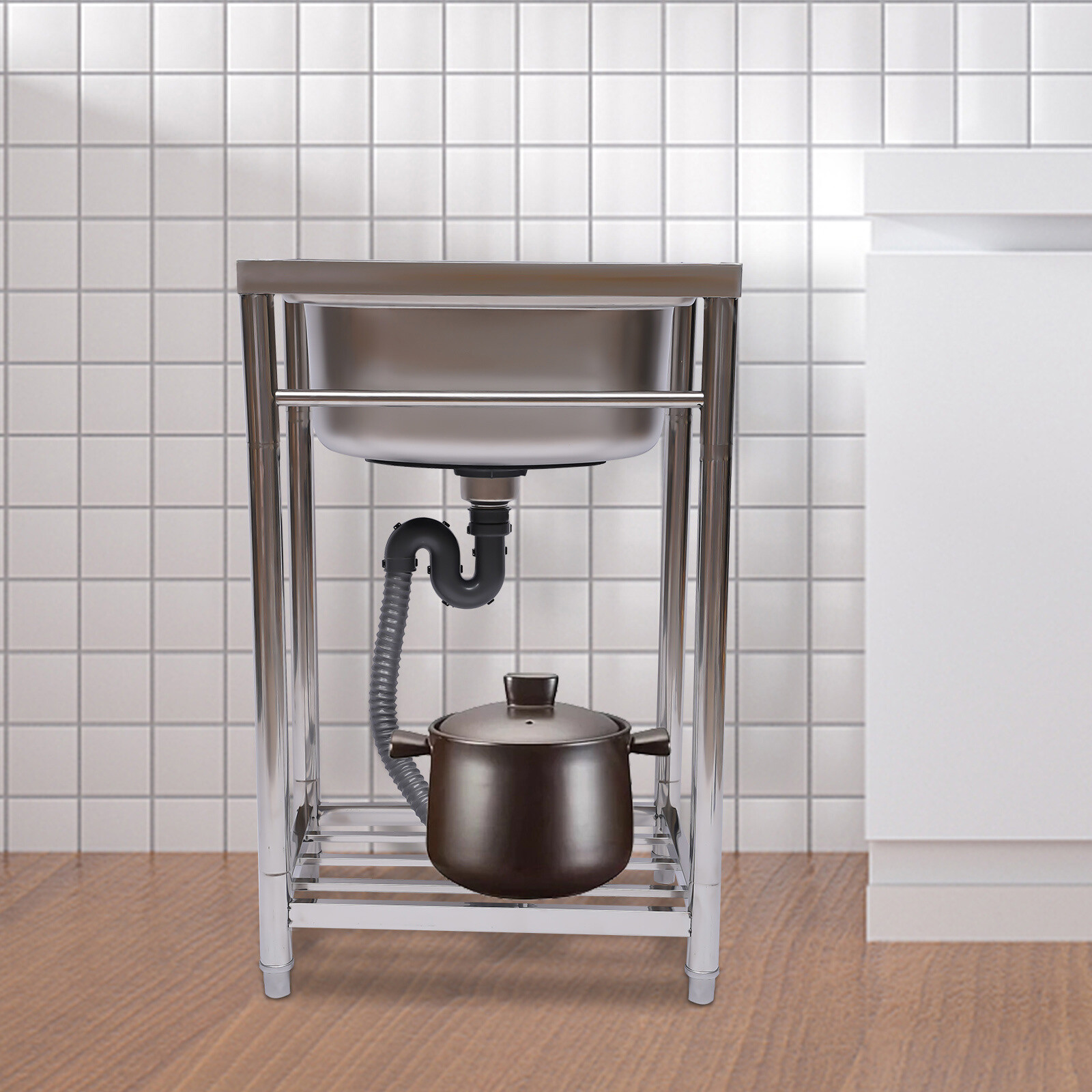 Stainless Steel Single Basin Sink for Kitchen, Restaurant, and Garage Use