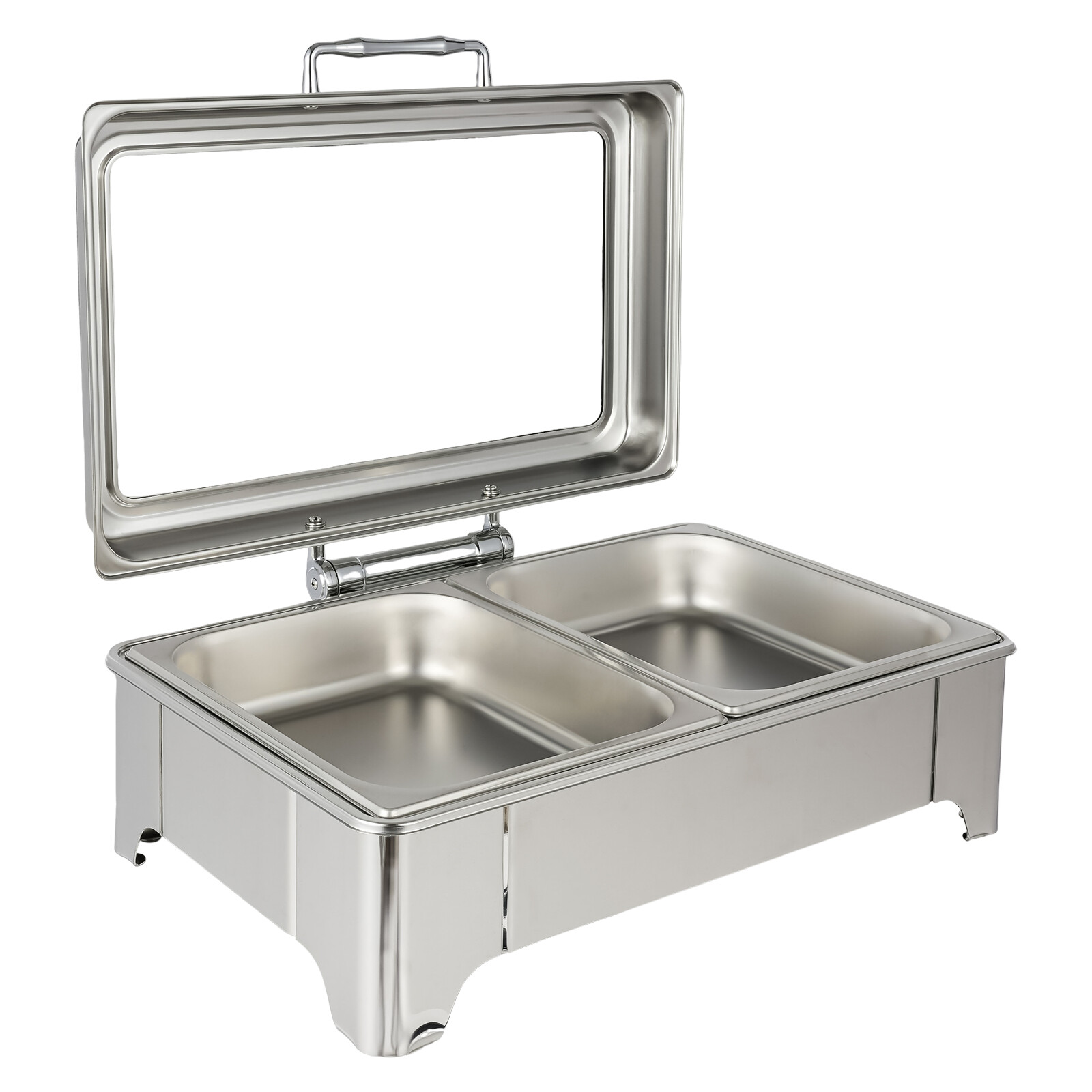 Stainless Steel Chafing Dish Set with 2 Compartments, 9L Electric Warmer